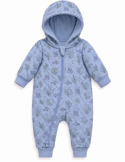 In The Deep Print Quilted Hooded Romper