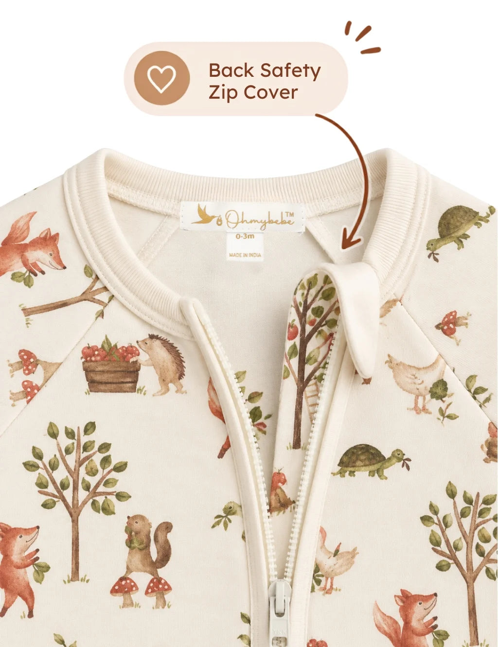 Organic Cotton Baby Zipper Romper – Harvest Print