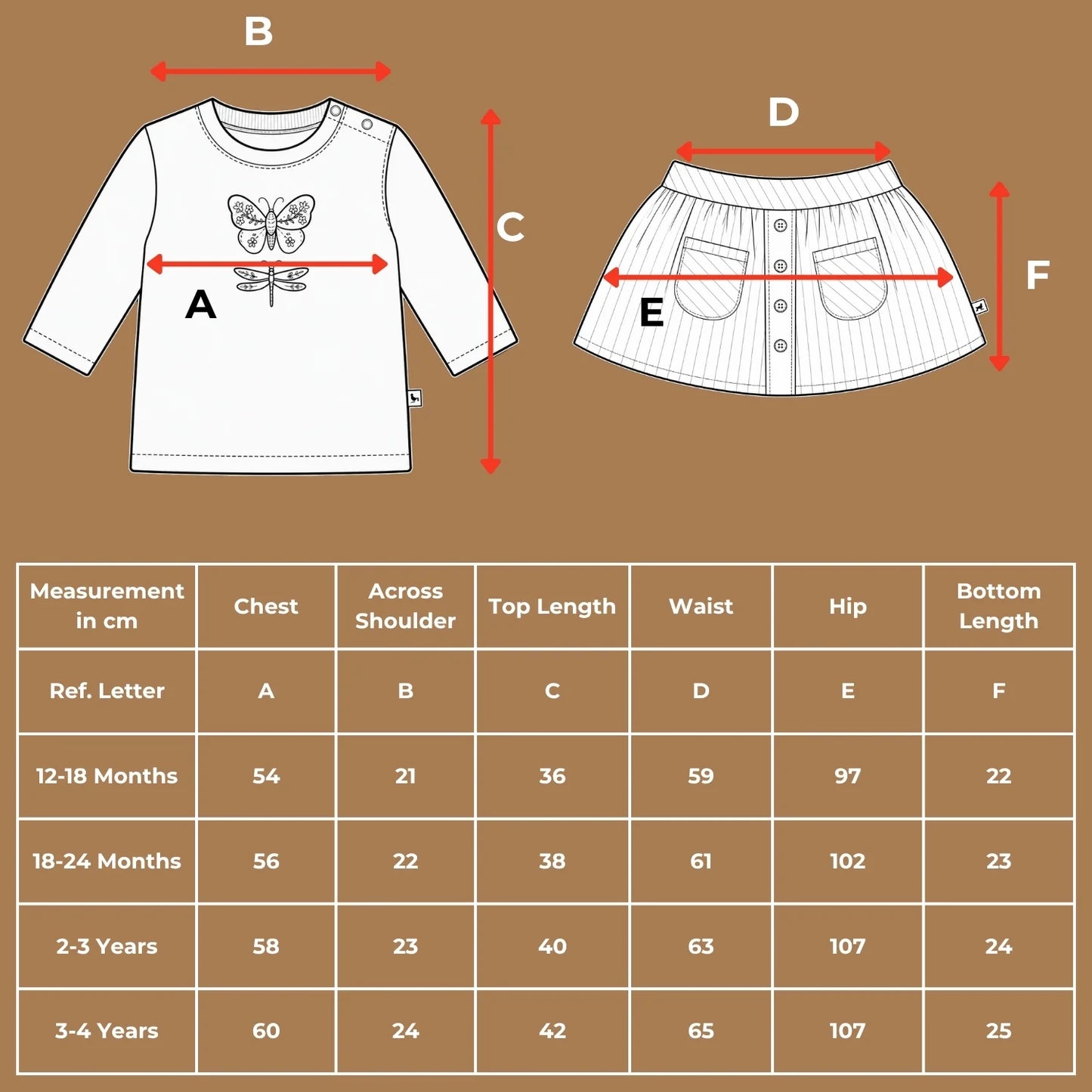 Organic Cotton Butterfly Applique Tee with Safari Skirt