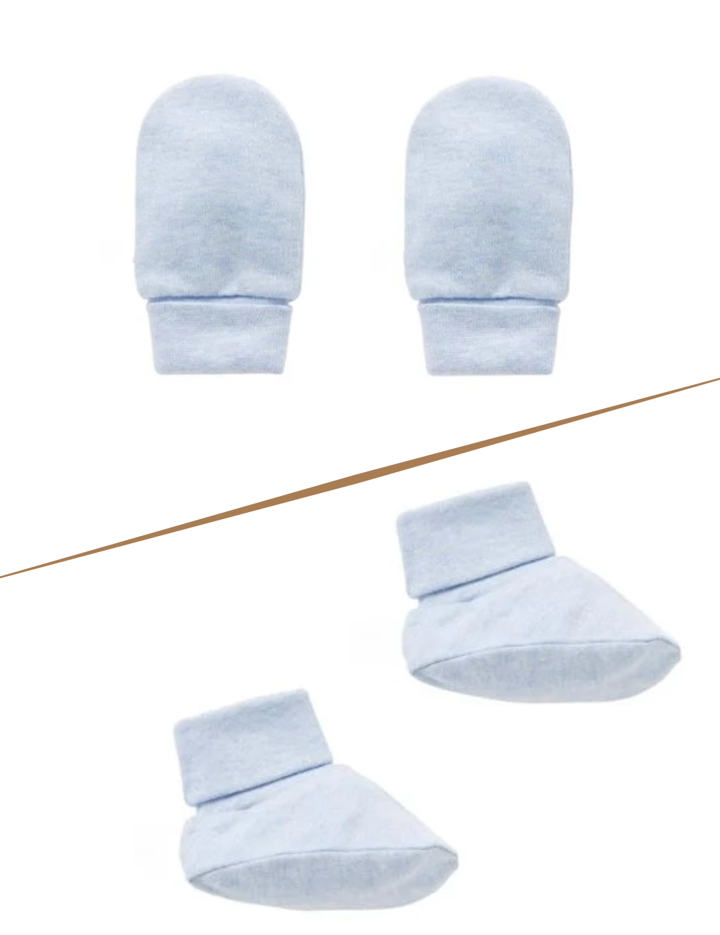 Organic Cotton Mittens & Booties - Blue