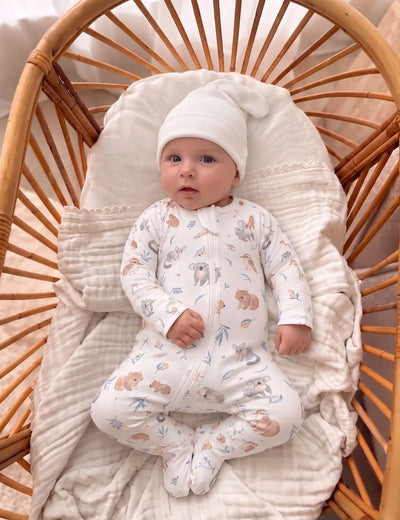 Organic Cotton Eucalyptus Zipper Romper