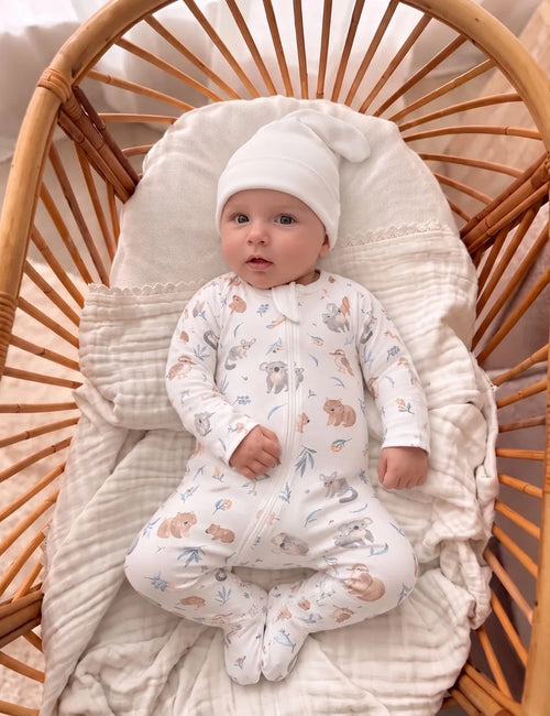 Organic Cotton Eucalyptus Zipper Romper