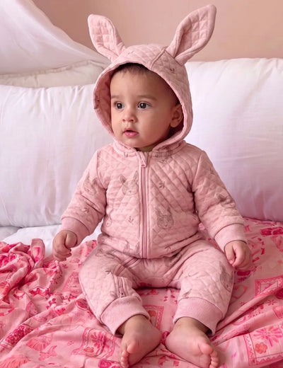 Organic Cotton Bunny Quilted Growsuit – Soft & Cozy for Babies