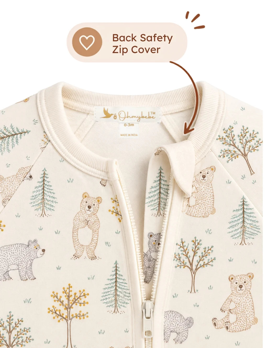 Ohmybebe Roaming Bears Zip Growsuit