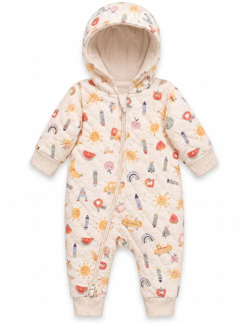 Alphabet Quilted Hooded Romper