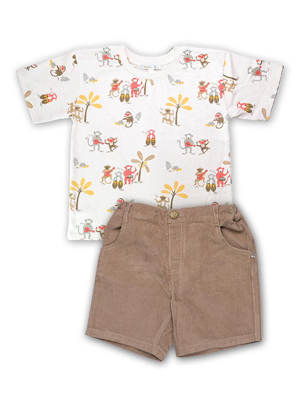 Printed Tee & Warm Shorts Combo