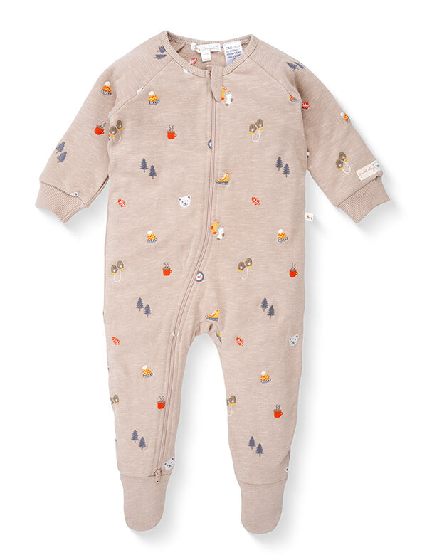 Arctic Broderie Organic Cotton Baby Romper with Zip