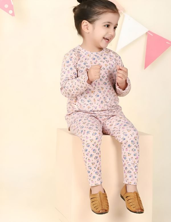 Girls' Full Sleeve Tops & Pyjama Set - Organic Cotton Nightwear