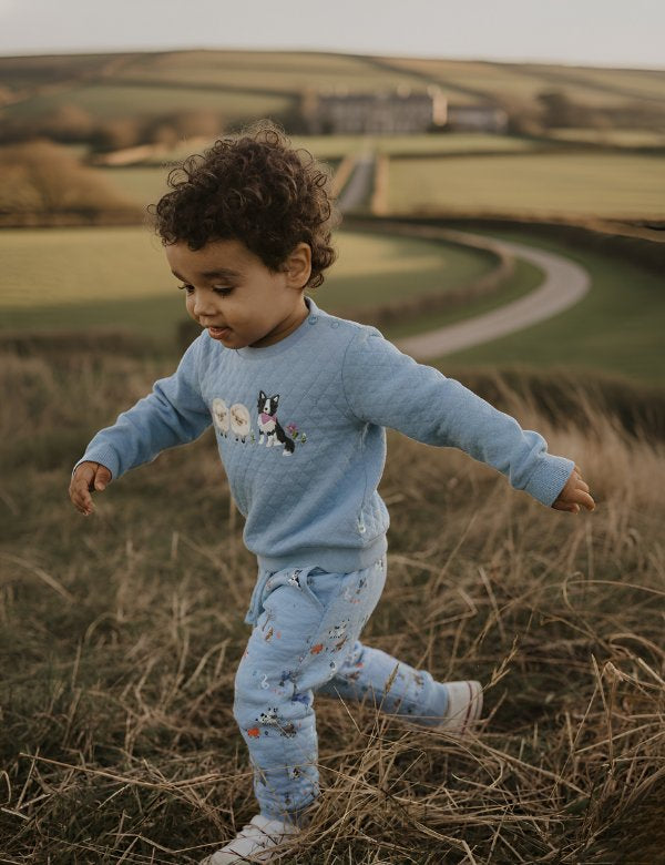 Organic Quilted Baby Winter Set – Farm Friends Sky Blue