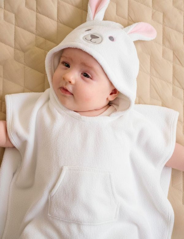Organic Cotton Bunny Hooded Towel-Poncho – Organic, Soft & Adorable