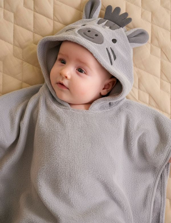 Organic Cotton Zebra Hooded Towel-Poncho-Organic, Soft & Adorable