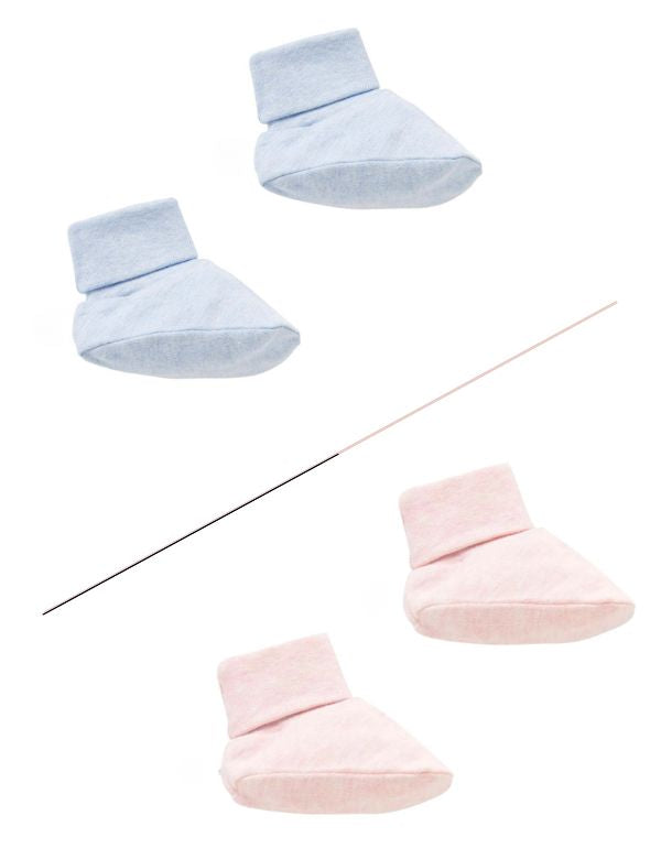 Organic Cotton Essentials Booties – Blue & Pink Set