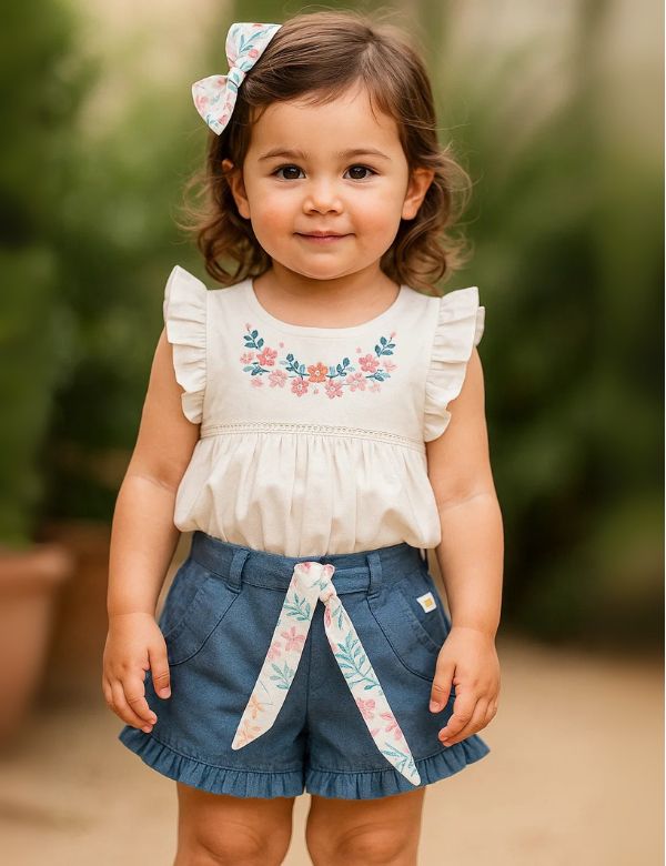Organic Cotton Embroidered Tunic & Shorts Set