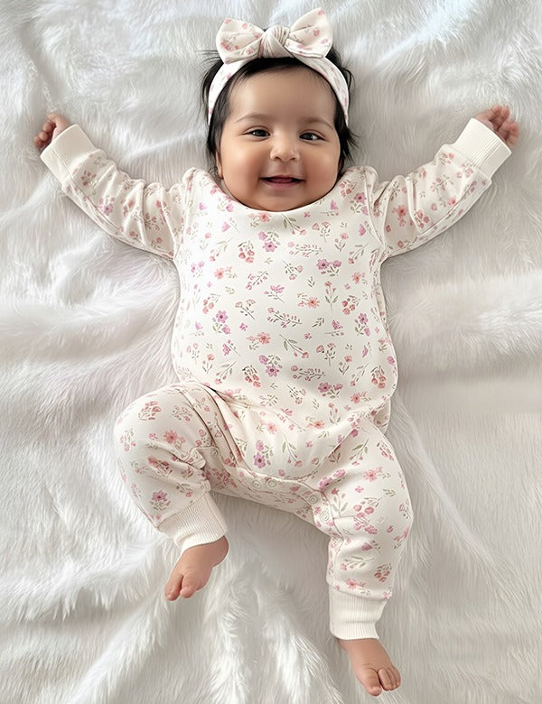 Organic Cotton Growsuit & Bow Set
