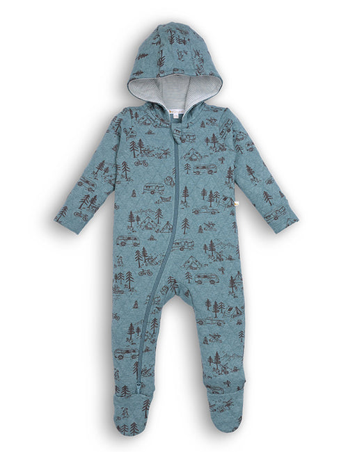 Adventure Print Quilted Hooded Romper