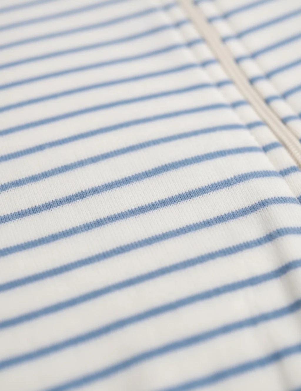 Close-up of blue and white striped fabric