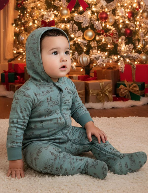 Adventure Print Quilted Hooded Romper