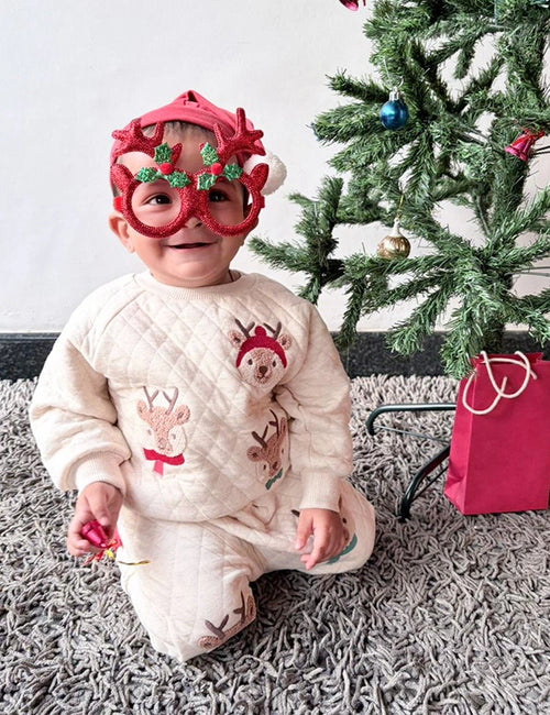 Reindeer Quilted Sweatshirt & Jogger Set