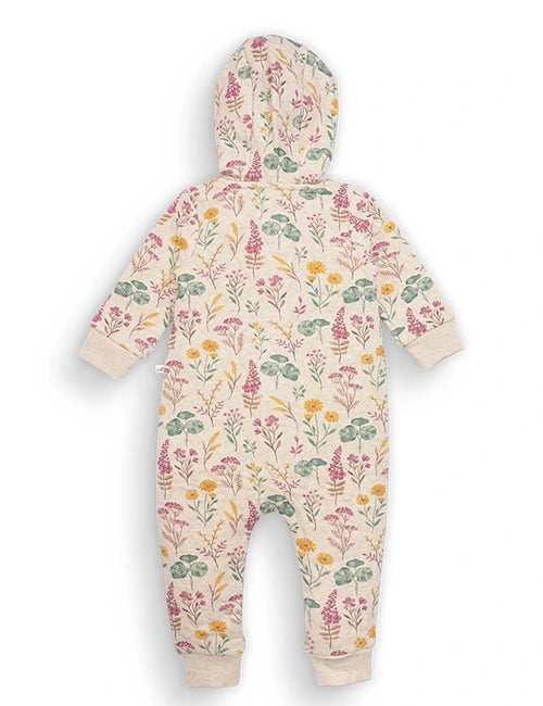 Organic Quilted Lily Pad Printed Baby Romper with Hood
