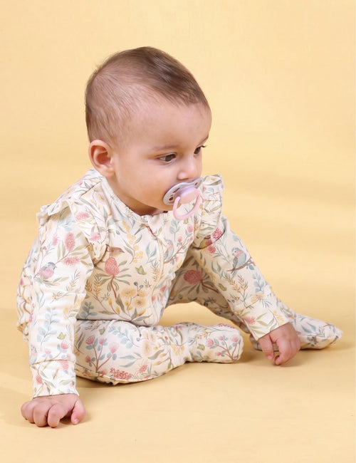 Organic Cotton Baby Romper – Aviary Garden Print