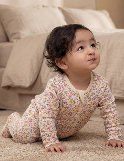 Ohmybebe Floral Ditsy Zip Growsuit