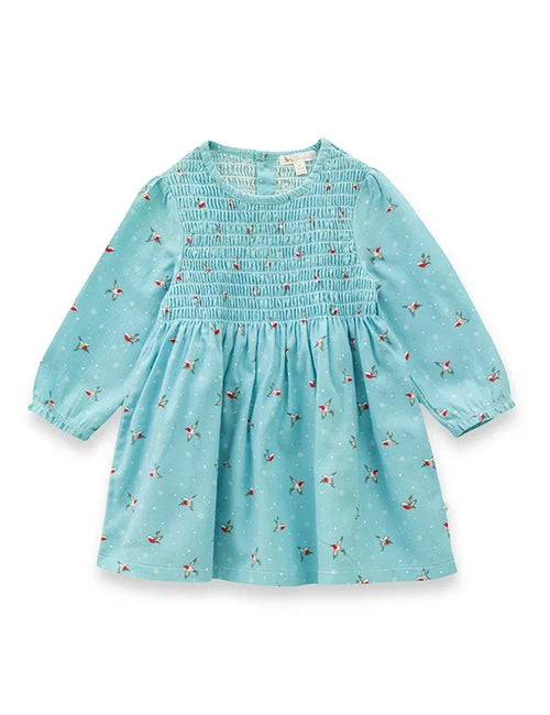 Organic Cotton Baby Girl Dress Set | Floral Print Smocked Dress with nappy (Summer Wear)