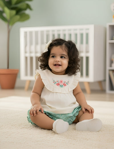 Embroidered Frill Top & Bloomers