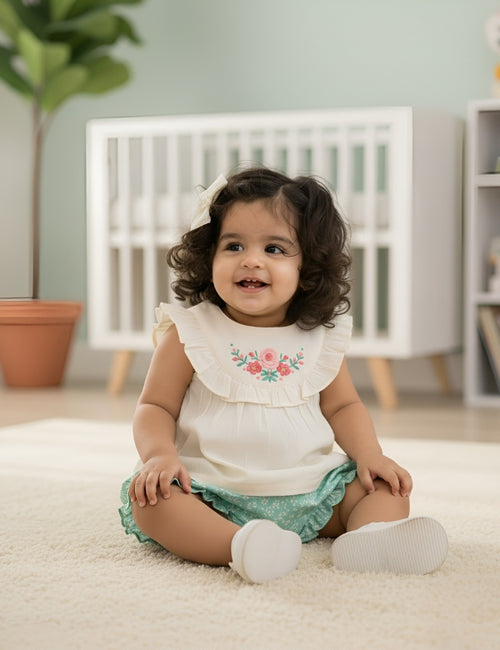 Embroidered Frill Top & Bloomers