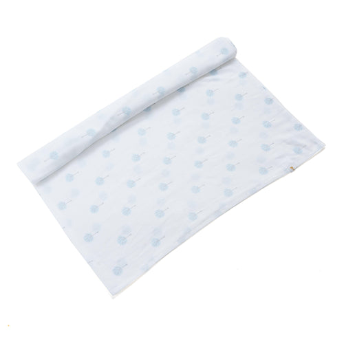 Organic Cotton Wrap & Cap Set – Tree Print Blue (125 cm x 125 cm)