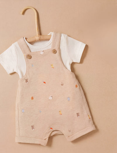 Organic Cotton Baby Dungaree Set Animal Print