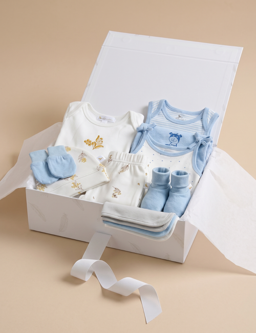 Organic Cotton Newborn Gift Set for Baby Boys - Blue