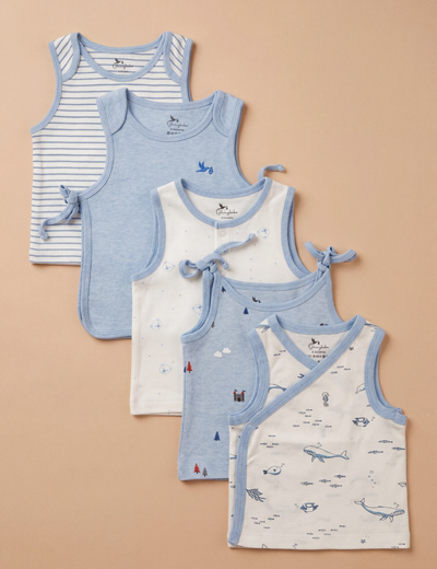 Organic Cotton Newborn Baby Jabla Set – Blue (5 Pack)
