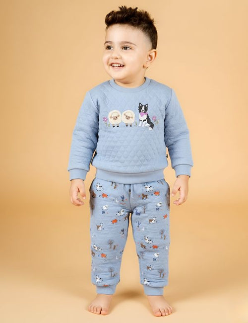 Organic Quilted Baby Winter Set – Farm Friends Sky Blue