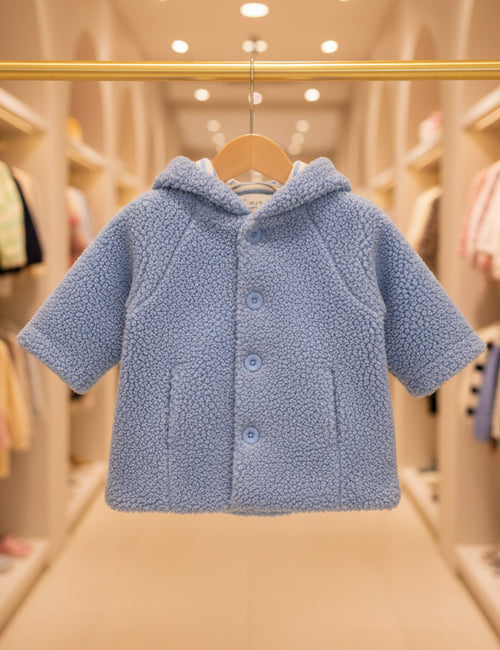 Ohmybebe Blue Sherpa Hooded Winter Coat