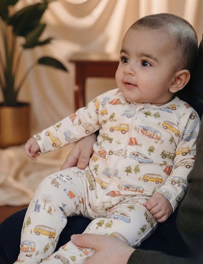 Organic Cotton Baby Romper – Camping Adventure Print