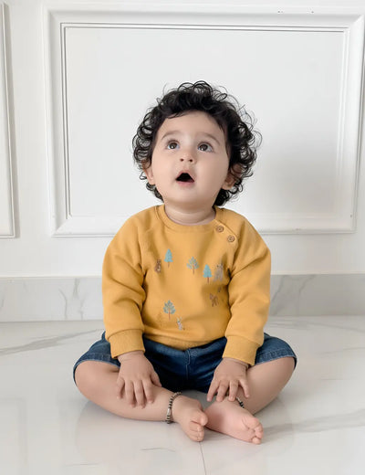 Organic Baby Sweatshirt & Denim Shorts Set