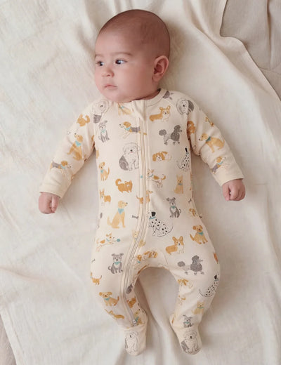 Ohmybebe Puppy Friends Zip Growsuit