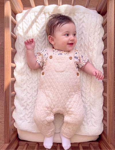 Baby Girl Dungaree with Printed T-Shirt – Light Pink & White Floral Set