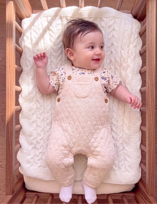 Baby Girl Dungaree with Printed T-Shirt – Light Pink & White Floral Set