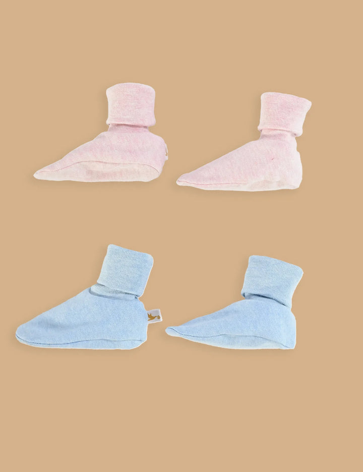Organic Cotton Essentials Booties – Blue & Pink Set - ohmybebe