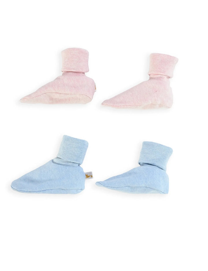 Organic Cotton Essentials Booties – Blue & Pink Set - ohmybebe