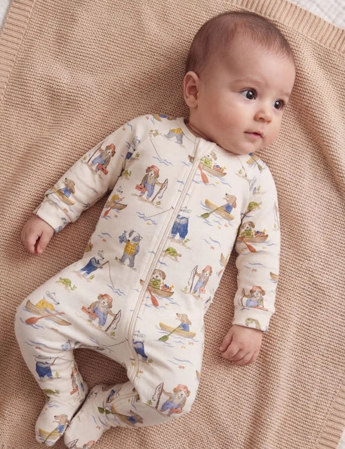 Organic Cotton Baby Romper – Fisherman Print