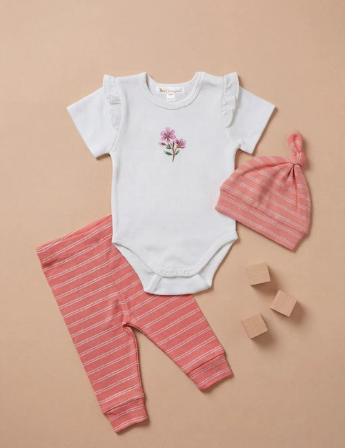 Organic Cotton Baby Ruffle Bodysuit Outfit