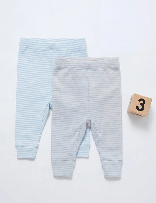 Organic Cotton Baby leggings 2 pack (Blue and Grey)