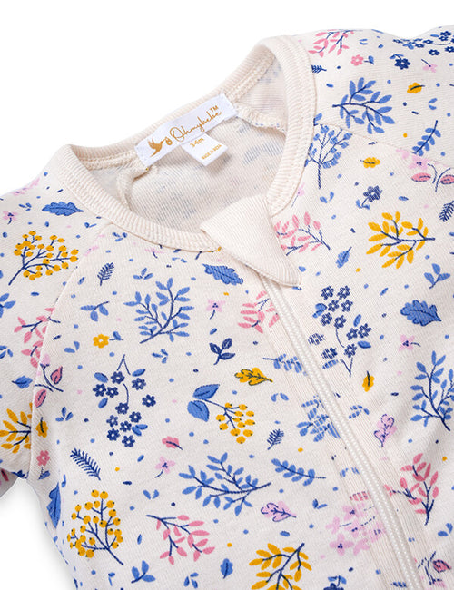 Dusk Floral Organic Cotton Baby Romper with Zip