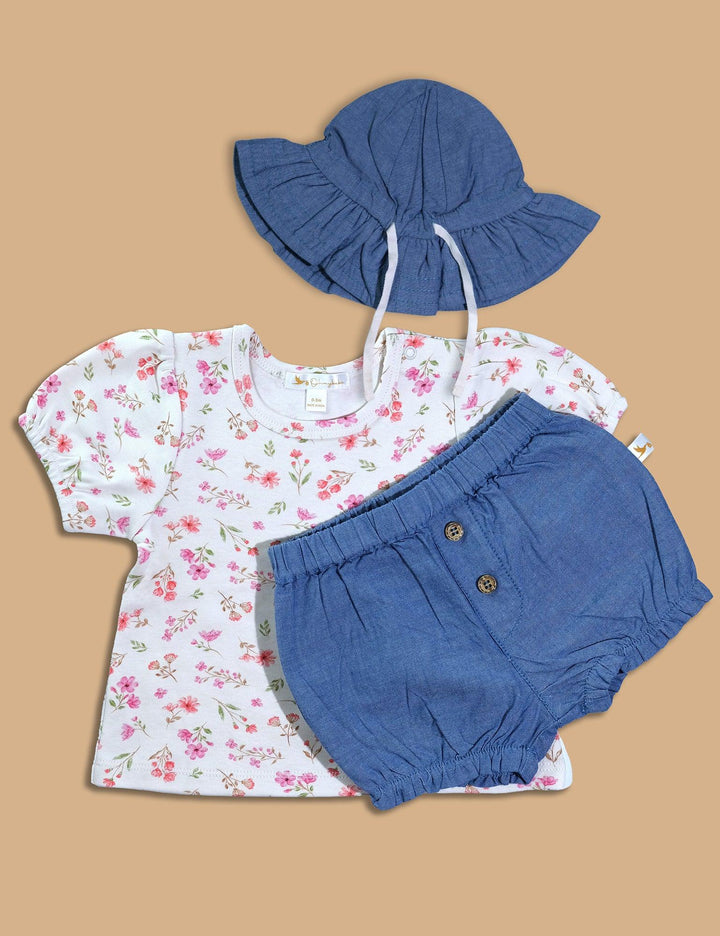Organic Cotton Top, Bloomer & Sun Hat - ohmybebe