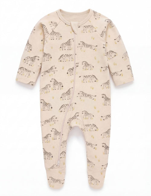 Organic Cotton Baby Romper – Grazing Zebra Print