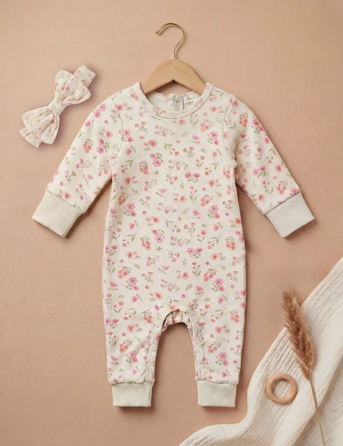 Organic Cotton Growsuit & Bow Set