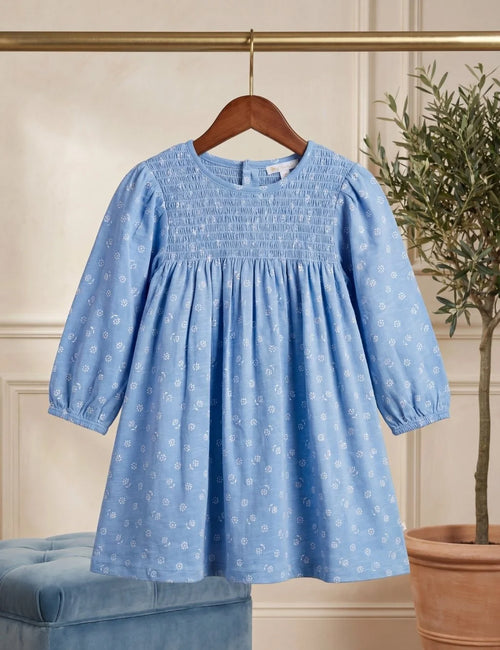 Organic Cotton Daisy Bloom Chambray Dress  with Panty