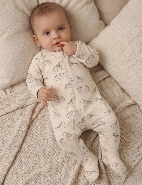 Organic Cotton Baby Romper – Grazing Zebra Print